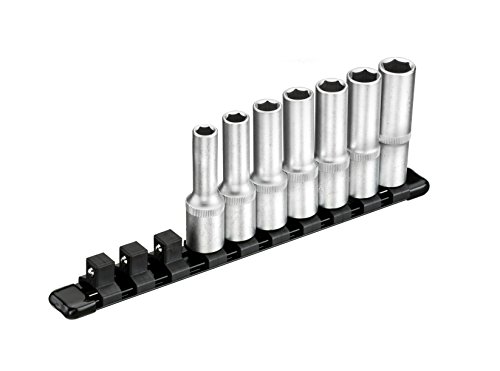 Ares 70344-1/2-Inch Drive Black 9.84-Inch Aluminum Socket Organizer - Store Up To 10 Sockets And Keep Your Tool Box Organized - Sockets Will Not Fall Off This Rail #TOP5