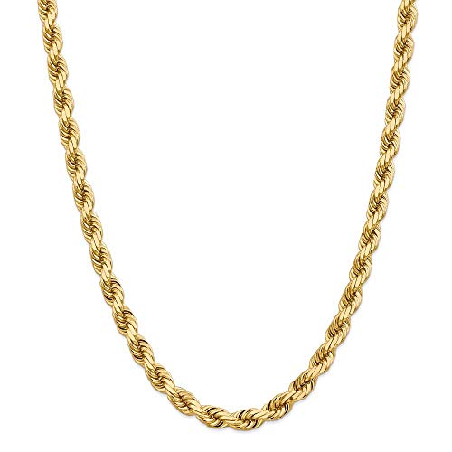 Roy Rose Jewelry 14K Yellow Gold 8mm Diamond-cut Rope Chain Necklace ~ Length 24\'\' inches