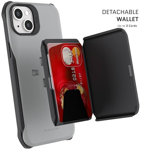 Funda Wallet para iPhone 15 Plus Ghostek Exec con tarjetero magnético gris 3