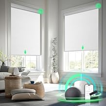 Smart Motorized Blinds with Remote Control, Blackout Roller Shades, Custom Smart Blinds with Valance, Cordless Electric Window Blinds & Automatic ShadesWhite,48" Wx72 H