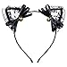 Sweet Lace Cat Ears Masquerade Party Cosplay Fashion Headband for Women Girls(black wiht bell)