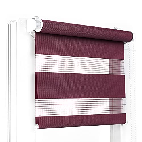Fenster DEKOR - Rollos für Fenster Weinrot - Klemmfix Rollo ohne Bohren B100 x H120 cm - Doppelrollo mit Einer Breiten Auswahl an Größen und Farben - Blickdichte Rollos, einfach zu montieren