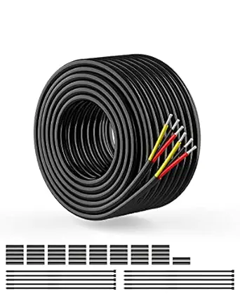 NAOEVO 20 Gauge Wire 3 Conductor Electrical Wire, 20 AWG Stranded PVC Cord, 12V Low Voltage/Tinned Copper/Flexible Cable for Automotive Wiring, Lamp Cord, Marine Cable (50FT)