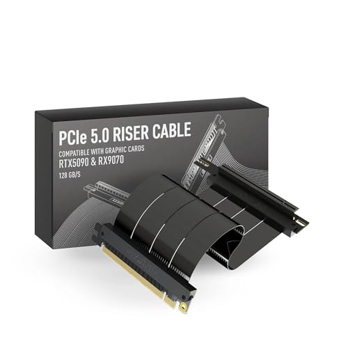 Image of LINKUP PCIE 5.0 Riser Cable | for Vertical GPU Mount | Right Angle | Graphics Card GPU Ready | Usable with PCIe 4.0 & RX 9070 / RTX5090 | 15cm (Total Length: 19cm)