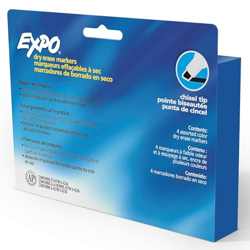 EXPO Low Odor Dry Erase Markers, Chisel Tip, Basic Assorted, 4 pk - image 8