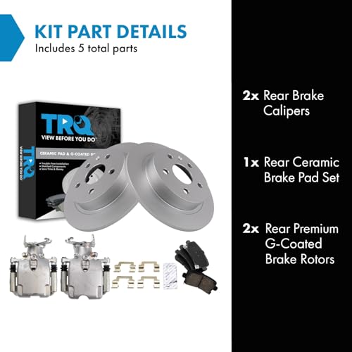 Image of TRQ Rear Brake Pad and Rotor Set Ceramic Solid Rotors Calipers | For 2012 Buick LaCrosse
