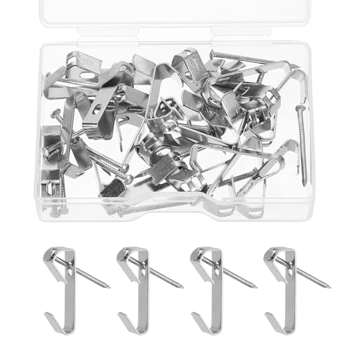 Image of uxcell 40 Pcs Picture Hangers, 20lb 24mm Picture Hanging Kit Picture Hanging Hooks Picture Hooks for Wooden Wall or Drywall Frame Painting Art Photo(20 Hangers + 20 Nails), Silver