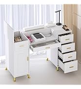 HolaiNail Manicure Table with Removable Panel, Nail Tech Desk with Dust Collector, Drawers & Stor...