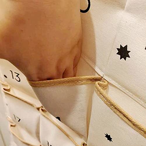 Christmas Advent Calendar With 24 Pockets Wall Hanging Bag For Home Xmas Countdown Decoration (Black) #TOP4