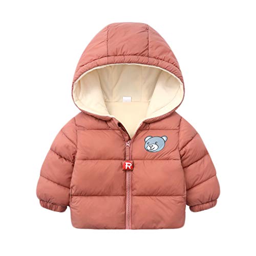 Digood Girls Coat&Jacket,Chlidren Kids Boys Girl Winter Coats Jacket Zip Thick Bear Snow Hoodie Outwear,Baby Clothes for Birthday Festival Gifts(Pink,2-3 Year)