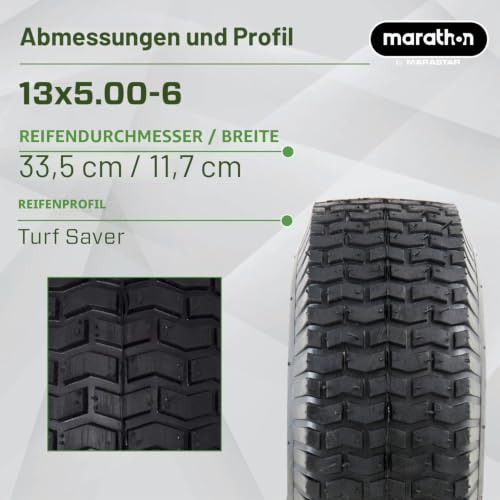 Marathon 20336 Pneumatischer (luftgefüllt) Rasenmäherreifen auf Rad, 33 x 12,7-15,2 cm, 1 Stück