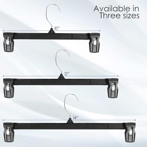 Hanger Central 12 inch 30 Pack Pants Hangers Slim Plastic Clothes Hangers with Clips for Skirts, Shorts & Trousers – Non Slip Grip, Heavy Duty Space Saver with Swivel Hook – Black Closet Organizer by Hanger Central - Image 8