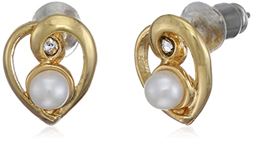 Image of Estele 24kt Gold Plated Twist & Turn Stud Earring for Women with Moonlight Pearls