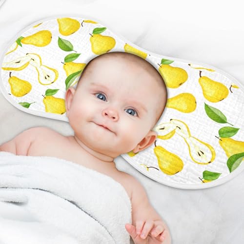 J JOYSAY Pear Leaves Fruit Yellow Baby Burp Cloths for Boys Girls Large 22''x11'' Cotton 4 Layer Baby Bibs for Baby Babies one sizex14