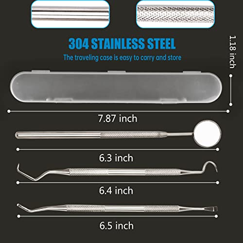 Feiccier 3Pcs Dental Tools, Professional Dental Picks For Teeth Cleaning, 100% Surgical 304 Stainless Steel Plaque Remover For Teeth, Dental Mirror, Hygiene Set thumb #1
