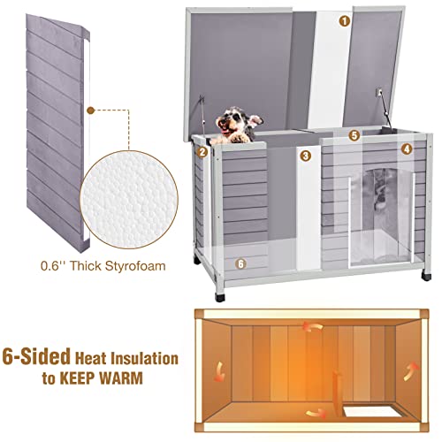 Insulated Dog House Large Heated Dog House Outdoor, Dog House With Elevated Floor For Small Medium Large Dog - All Weather Applicable - Large #TOP1