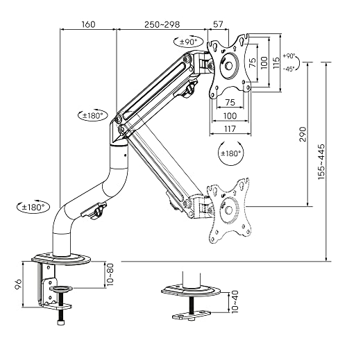 Suporte Multiarticulado de Mesa com Moderno Sistema de Molas para Monitores de 17