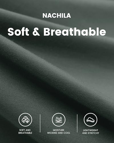 Image of NACHILA Men's Pajama Set, Cooling Bamboo Viscose Short Sleeve Top & Shorts