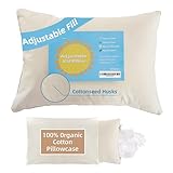 LOFE Organic Toddler Pillow with Pillowcase - 13x18 Toddler Pillow with 100% Organic Cotton Shell, Adjustable Loft Organic Kid Plilow, Machine Washable, Soft, Perfect for Kids&Toddler&Children