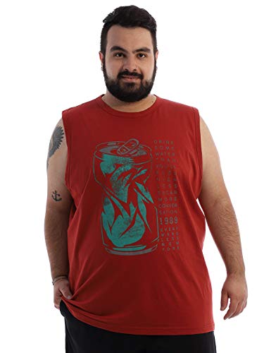 Regata Plus Size Masculina Algodão Estampada Lata Ferrugem