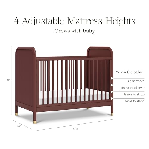 Namesake Brimsley Tambour 3-in-1 Convertible Crib in Crimson, GREENGUARD Gold Certified