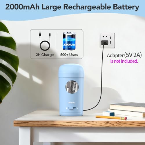 AFMAT Electric Pencil Sharpener, Fully Automatic Pencil Sharpener for 7-8mm Pencils & Colored Pencils, Auto in & Out, Rechargeable Vertical Hands-Free Sharpeners for Classroom/Home/Office PSX7(Blue) - Image 5