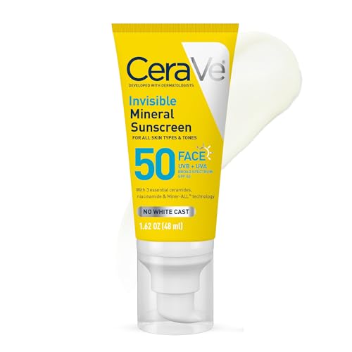 CeraVe Invisible Mineral Sunscreen SPF 50, Face Sunscreen for Sensitive
