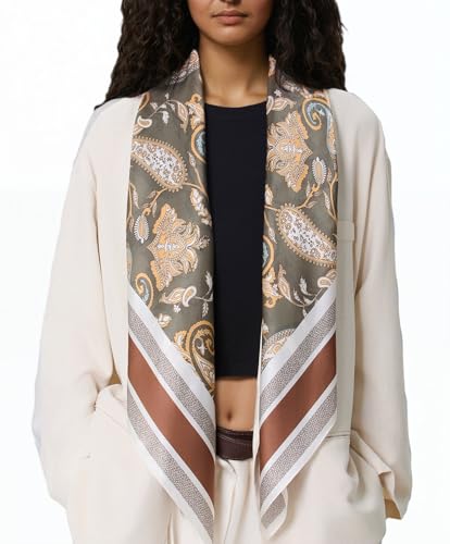 100% Mulberry Silk Large Square Lightweight Scarf &Shawls Hair Wraps Travel Evening Dress for Women with Gift Packed2