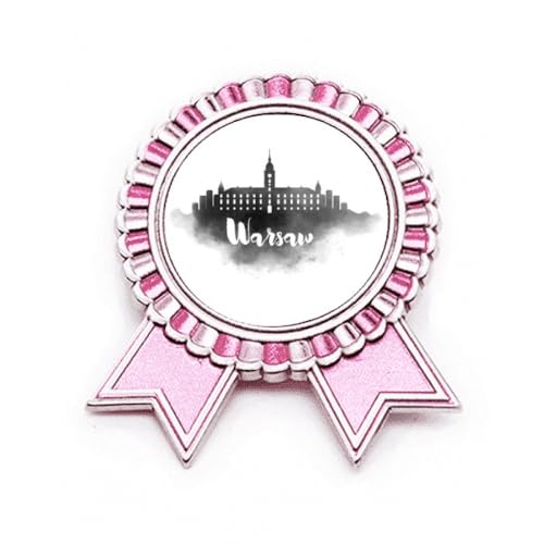Broche Varsovie Pologne rose taille M en métal pour customiser blazer sac et écharpe femme