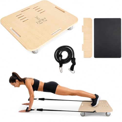 JHBYBMG Home Pilates Reformer Board Portable Pilates Machine with Resistance Bands 24 x 20 Inches
