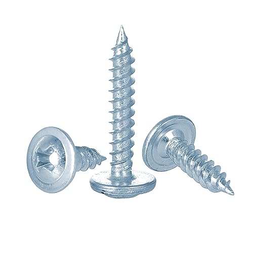 FandWay 100Pcs Wafer Head Self Tapping Screws,M4.2x19mm Wood Screws,Modified Truss Head Self Drilling Screw,Blue Zinc Coated Sheet Metal Screw for Aluminum WoodWork Plastics