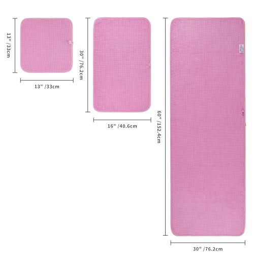POLYTE 430 GSM Microfiber Quick Dry Lint Free Oversize Bath Towel Set, 6 Piece (Waffle Weave)
