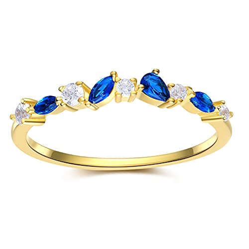 Marquise Cluster Eternity Ring | Dainty Wedding Band | Stacking Ring With Sapphire Cz Stones | Gold Promise Ring Size 7 #TOP18