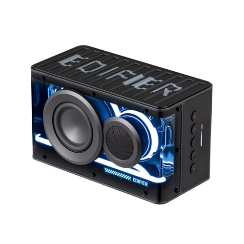EDIFIER QD25 小型 ワイヤレス スピーカー ポータブルスピーカー Bluetooth 6.0 25W出力 15時間連続再生 ステレオペアリング機能 マルチポイント接続 USB-C接続 Hi-Res RGBライト イコライザー作成 アプリ対応 コ