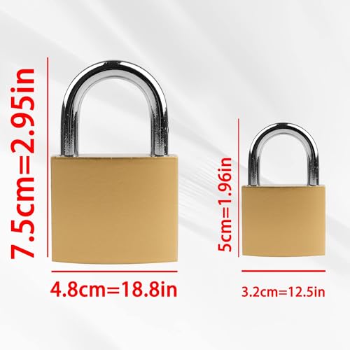 Lamondre Vorhängeschloss 32mm, 2 Stück Schloss mit schlüssel, vorhängeschloss klein, Vorhangschloss mit schlüssel für Koffer, Schränke, Fitnessstudio-Schließfächer, Spinde, Werkzeugkisten, Gold