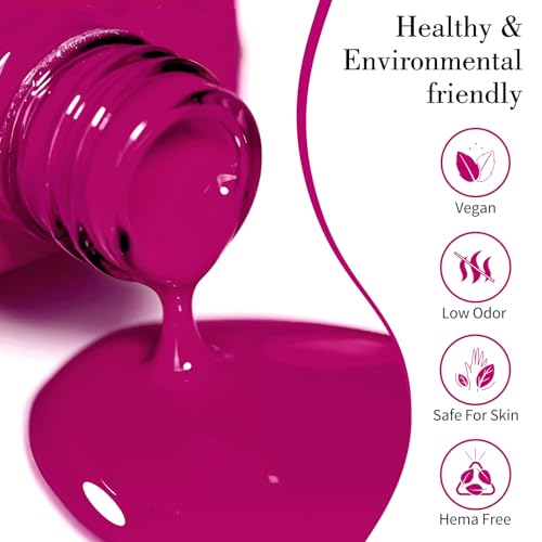 Image of CANNI 9ml Dark Hot Pink Gel Nail Polish, High Gloss UV LED Soak Off Gel