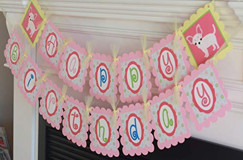 12 - Pastel Pink, Green, Yellow, Hot Pink Chihuahua Dog Animal Theme Birthday Cupcake Toppers - Party Packages, Favor Tags, Banners, Door Signs Available #TOP3