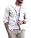CHARTOU Men's Denim Jacket Casual Regular Fit Button Down Long Sleeve Jean Trucker Jacket, White, L