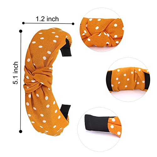 Jaciya Headbands For Women Girls Hairband 10Pcs Knotted Headband For Women Top Knot Turban Hair Bands Wide Polka Dot Yellow,Orange,Blue,White,Green,Grey,Purple One Size #TOP5