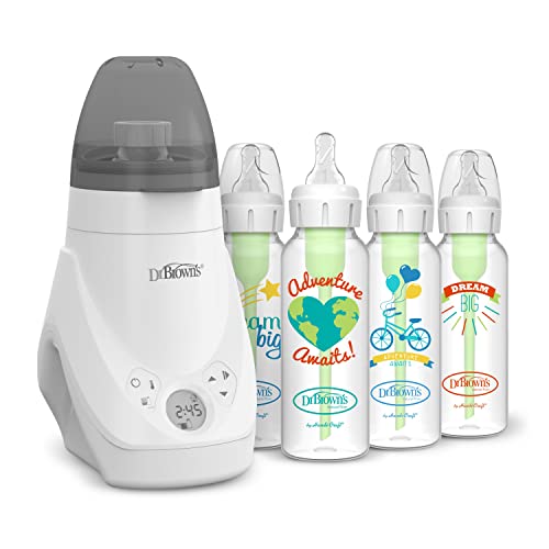 Dr. Brown’s Deluxe Baby Bottle Warmer And Sterilizer For Bottles And Baby Food Jars With Anti-Colic Options+ Narrow Baby Bottles 8 Oz/2500 Ml, Level 1 Slow Flow Nipple, 4 Pack, Dream Adventure, 0M+ #TOP22