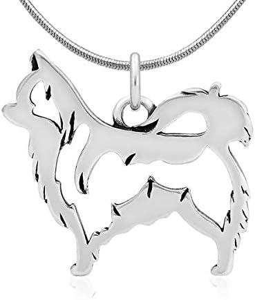 Sterling Silver Long Haired Chihuahua Pendant on 18" Snake Chain