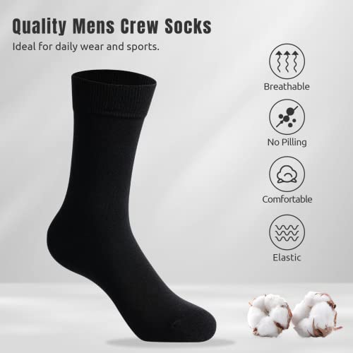Mens Crew Dress Socks, Black Socks For Men, Cotton With Lycra Spandex Socks (4 Pairs Medium Size) #TOP1