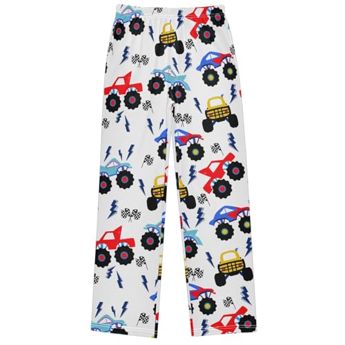 Boy's Pants Monster Truck Flag Cartoon Jogger Pants Elastic Waist Long Bottoms Trousers with Pockets 6-14 Years