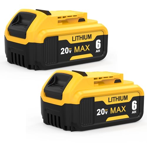 FEOTDN 20V 6.0Ah Replacement for Dewalt Batteries Compatible with Dewalt 20V MAX Battery DCB206 DCB204 DCB203 DCB200 for 20 Volt Cordless Power Tools 2pc