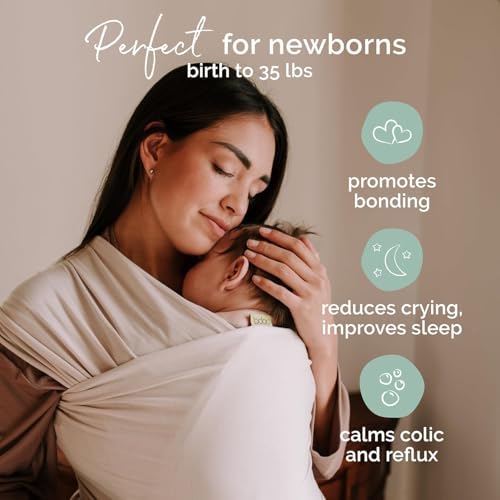 Image of Boba Baby Wrap Carrier - Original Baby Sling Carrier for Newborns (7-35 lbs), Soft, Secure, Hands-Free & Ergonomic, Ideal for Comfortable Bonding, New Parents (Organic Stone)