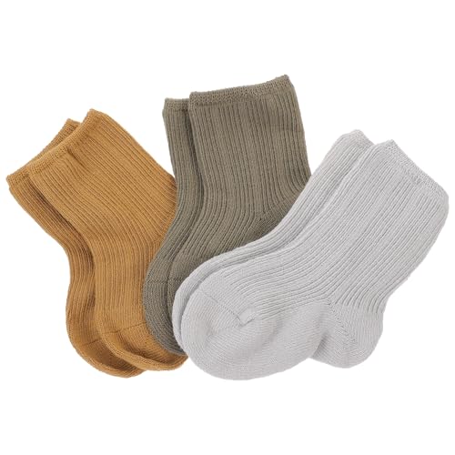 FOYTOKI 3 Pares de Calcetines de Invierno para Bebés Recién Nacidos, Diseño de Tubo Medio en Algodón Peinado Cálido para Primavera y Otoño