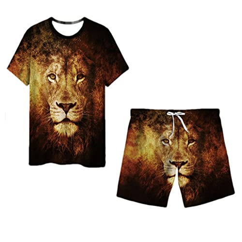 Survêtement Lion 3D T-Shirt Short XL : Fini les Tenues d'Été Banales