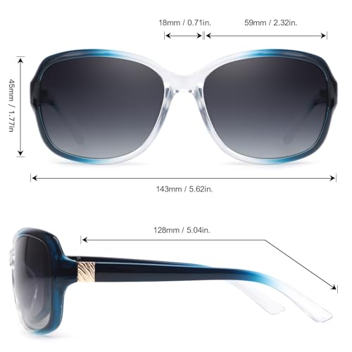 Image of SIPHEW Polarized Sunglasses for Women | Vintage Square Sunglasses w UV400 Protection | Womens Wraparound Shade