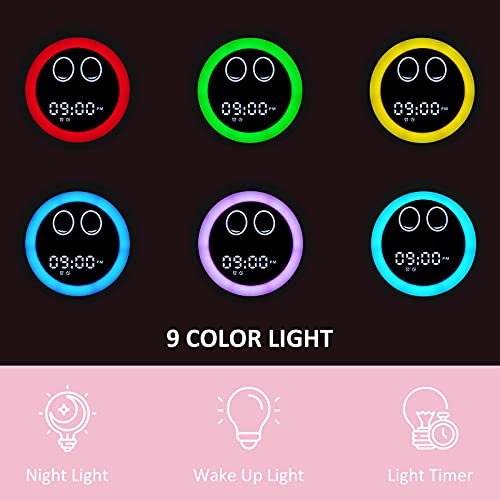 Image of Kids Alarm Clock, Toddler Sleep Training Clock with Night Lights, Sound Machine, Time to Wake Dinosaur Alarm Clock for Children, Gift Ideas for Kids Toddler Boy Girl (Pink)