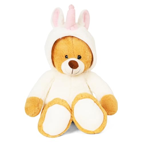 Image of Fuzzbuzz Premium Bear with Hoodie Soft Toy | Teddy Bear Plush Toy | Bears for All Age | Cuddly Bear | Stuffed Animal for Kids (Unicorn Hoodie)